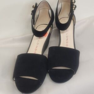 Sacha London black wedge sandal women's 7.5 NWT Volero peep toe